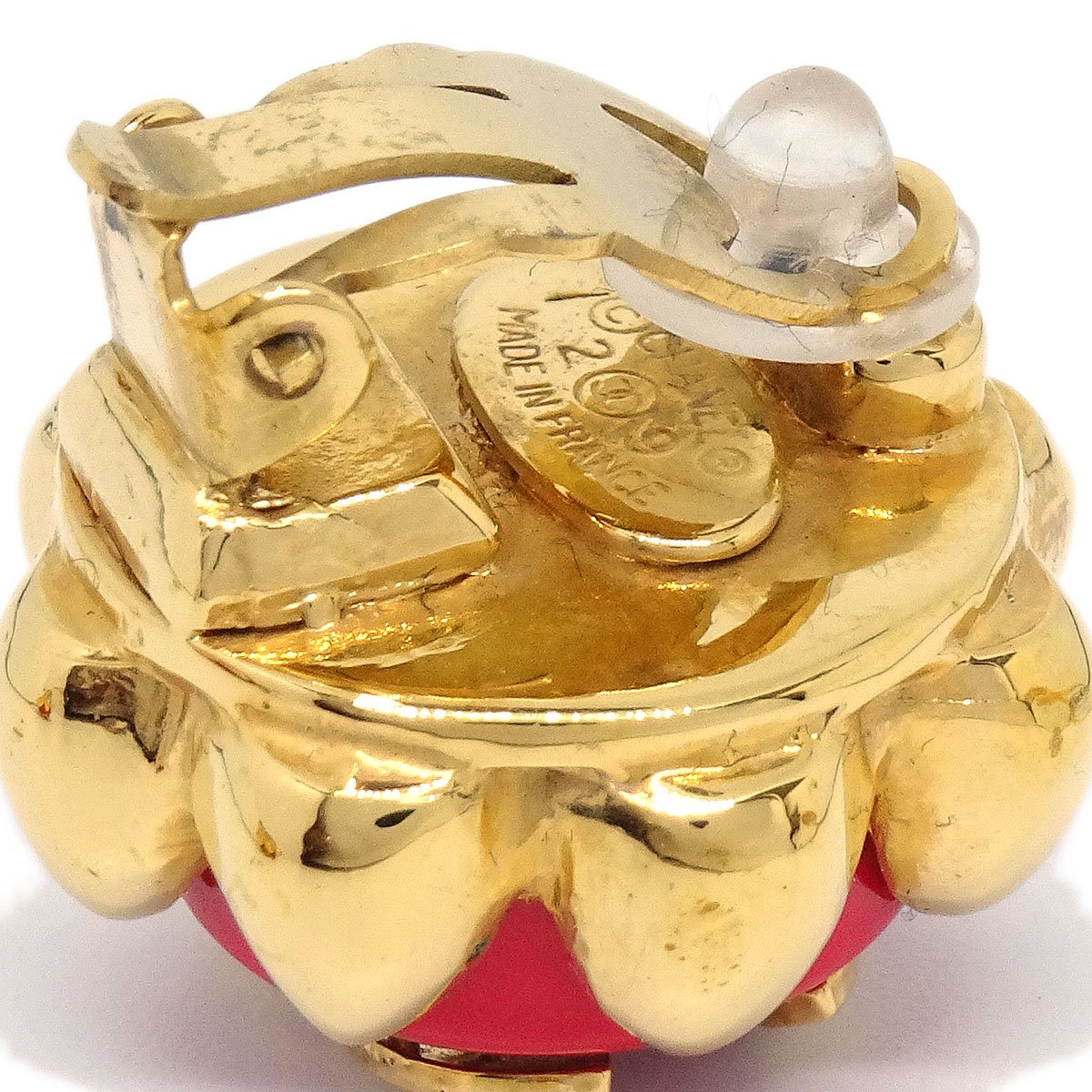 Luxury Chanel 1994 Earrings Red Gold