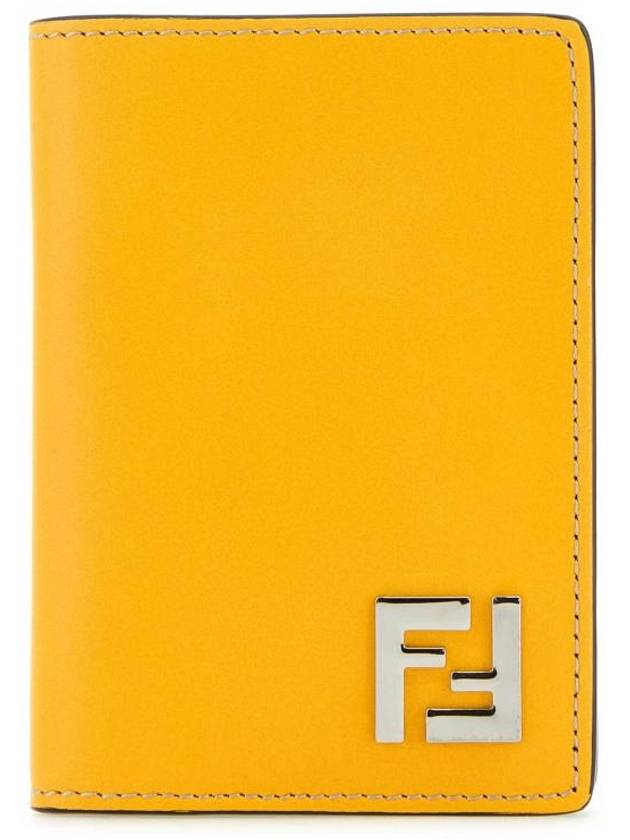 Luxury Fendi FF Square Leather Card Wallet Yellow