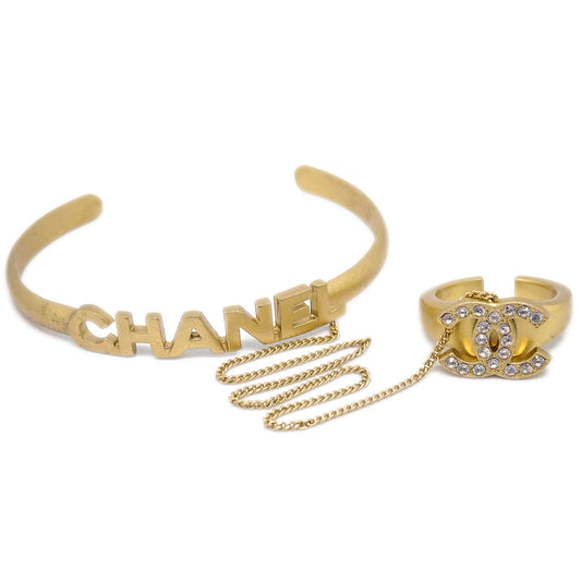Chanel Bangle Chain Ring Rhinestone #51 #11 01C