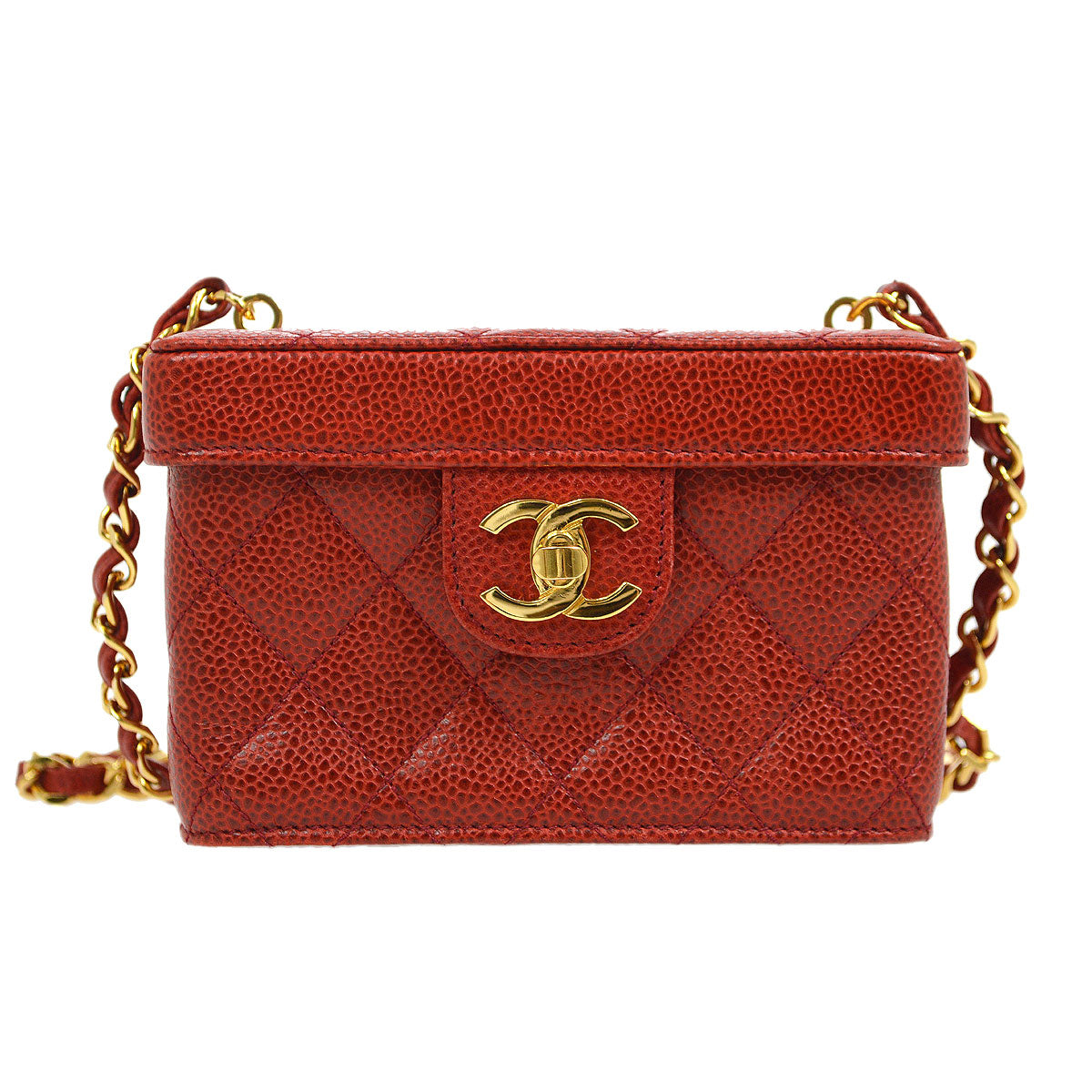 Luxury Chanel * 1991-1994 Shoulder Bag Micro Red Caviar