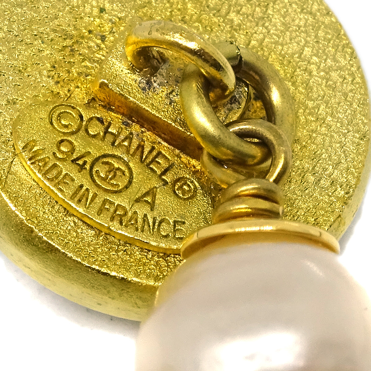 Chanel Cuffs Button Artificial Pearl Gold 94A Small New