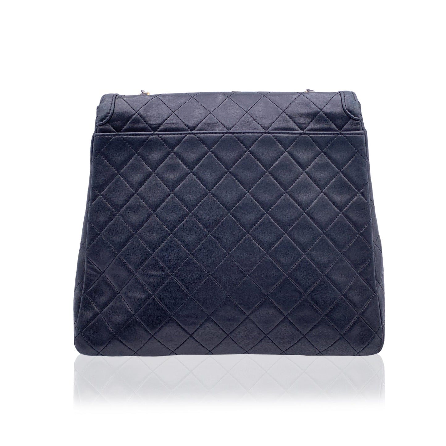CHANEL Vintage Black Quilted Trapeze Flap Shoulder Bag With Wallet