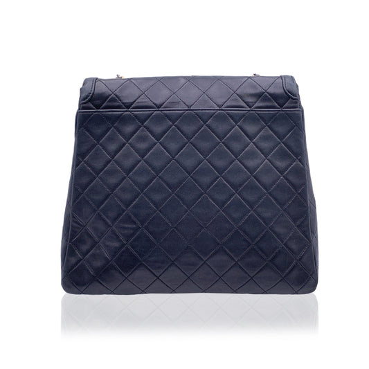 CHANEL Vintage Black Quilted Trapeze Flap Shoulder Bag With Wallet