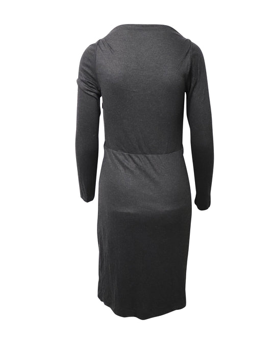 Luxury Gucci Trending 2025 Anthracite Cowl Neck Midi Dress in Grey Cashmere