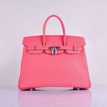 Luxury Hermes Birkin 35cm Togo Leather Handbags Lip Pink Silver