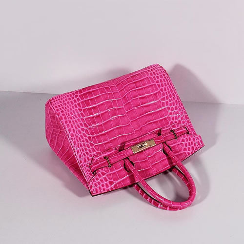 Luxury Hermes Birkin 30cm Crocodile Leather Bag With Strap Rose Gold