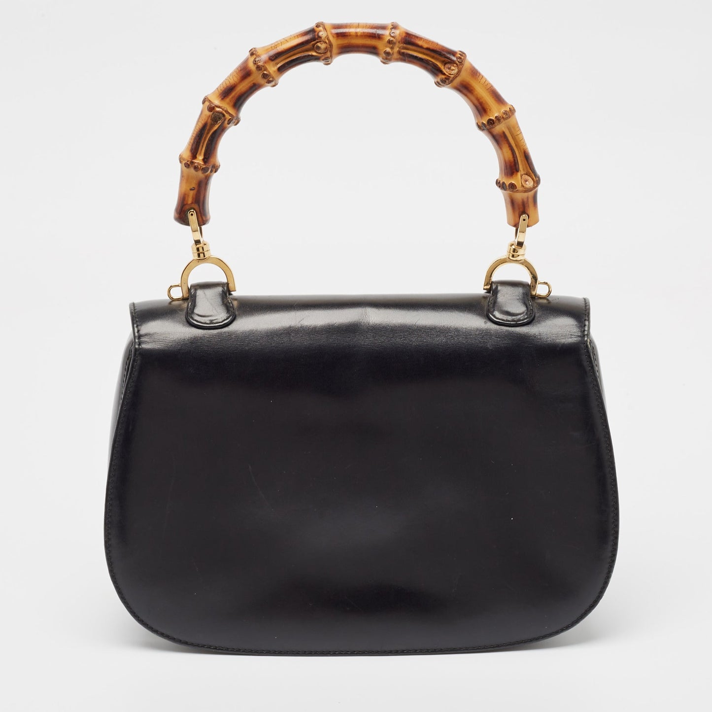 Luxury Gucci Trending 2025 Black Leather Vintage Bamboo Top Handle Bag..