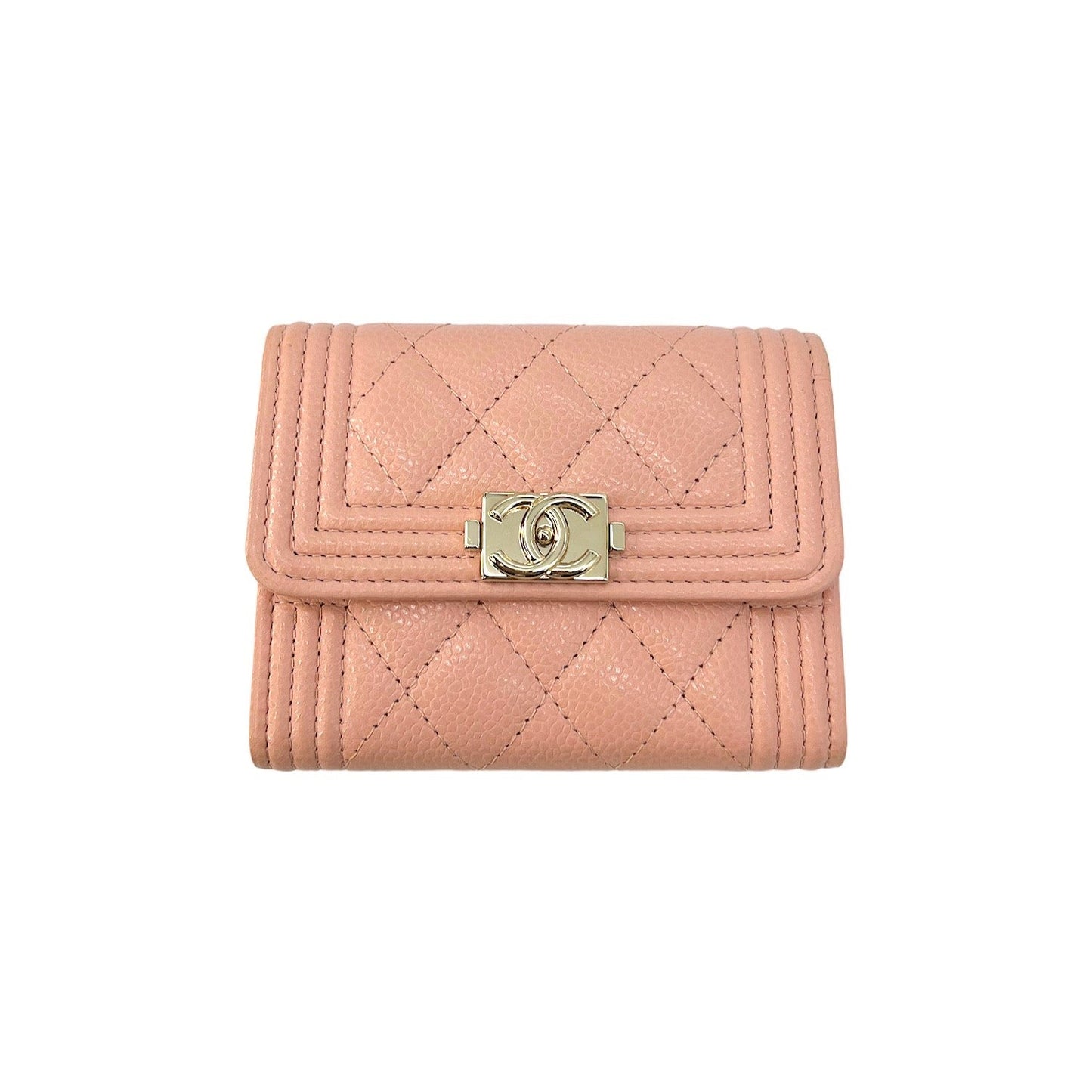 Luxury Chanel Boy Trifold Flap Compact Wallet