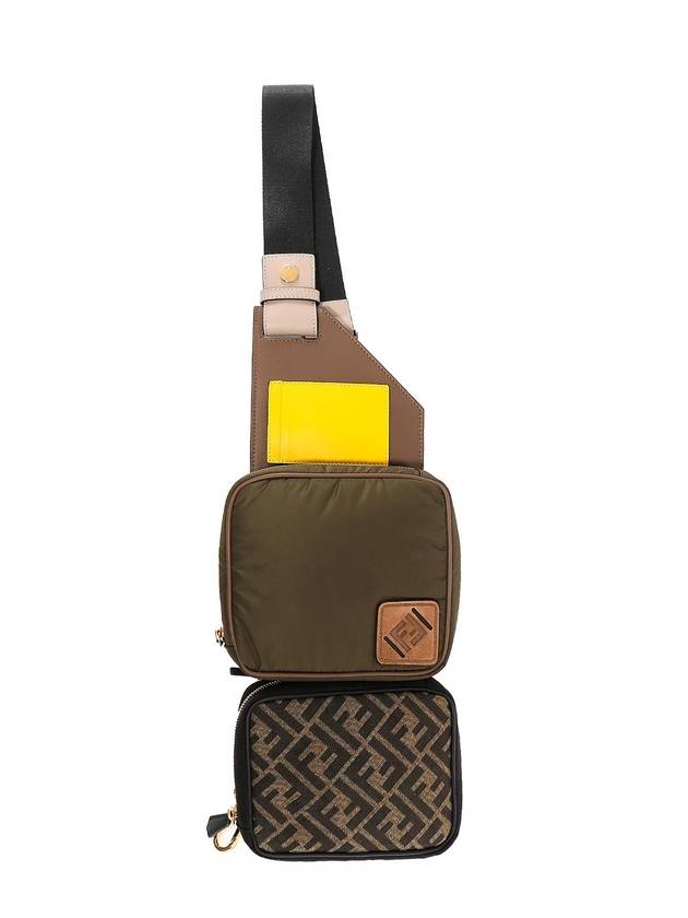 Luxury Fendi FF Logo Multi Pouch Belt Bag Green Black