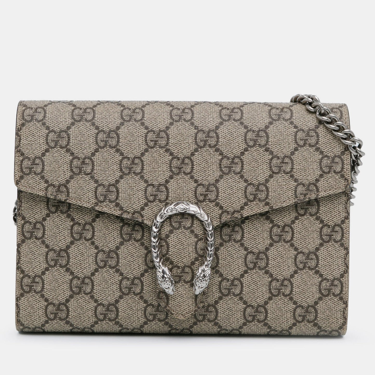 Luxury Gucci Trending 2025 Beige GG Supreme Canvas Mini Dionysus Wallet on Chain