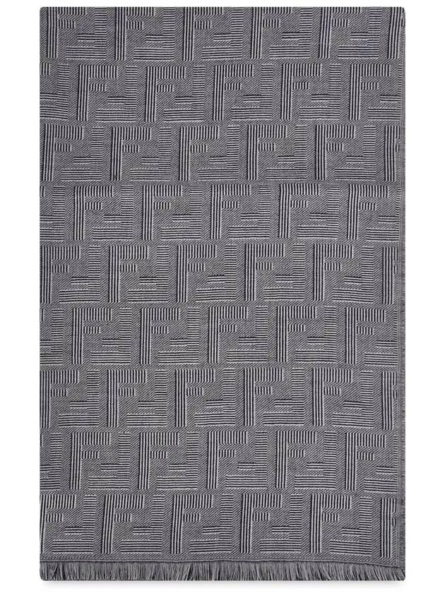 Luxury Fendi Men's All-Over Shadow Wool Silk Scarf Blue