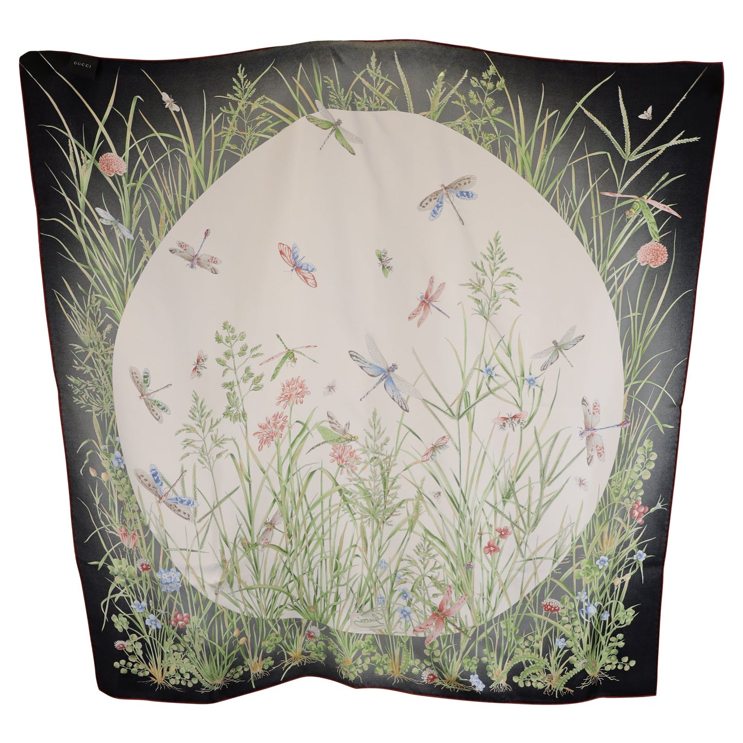 Luxury Gucci Trending 2025 Dragonfly-Print Scarf in Multicolor Silk