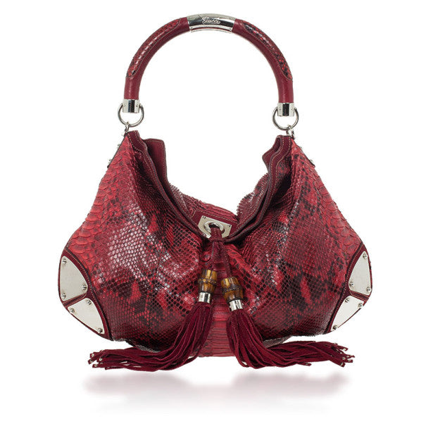 Luxury Gucci Trending 2025 Gold Red Python Large Babouska Indy Top Handle Bag