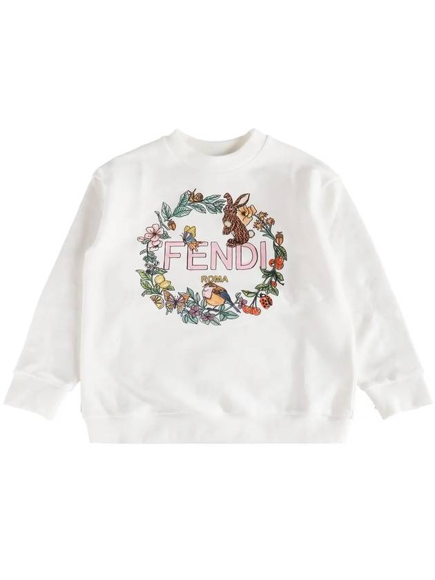 Luxury Fendi Kids Logo Printing Sweatshirt White