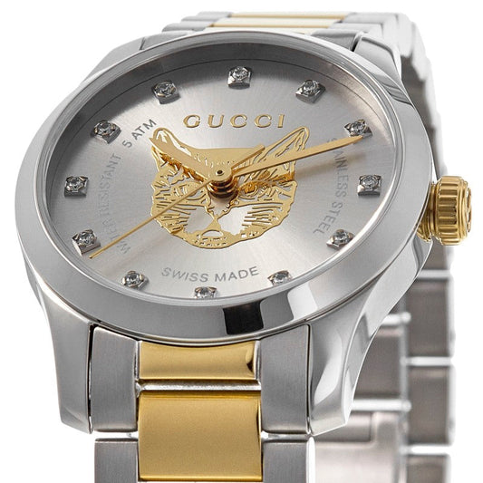 Gucci G-Timeless 27mm Silver Diamond Dial Two-Tone Women's Watch YA1265016