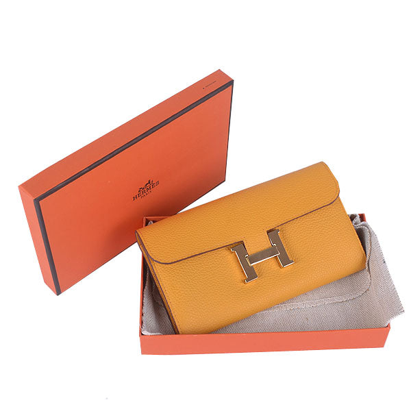 Luxury Hermes Wallet H6023 Wallet Cow Leather Yellow