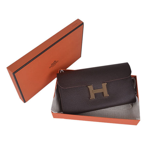 Luxury Hermes Wallet H6023 Ladies Cow Leather Coffee