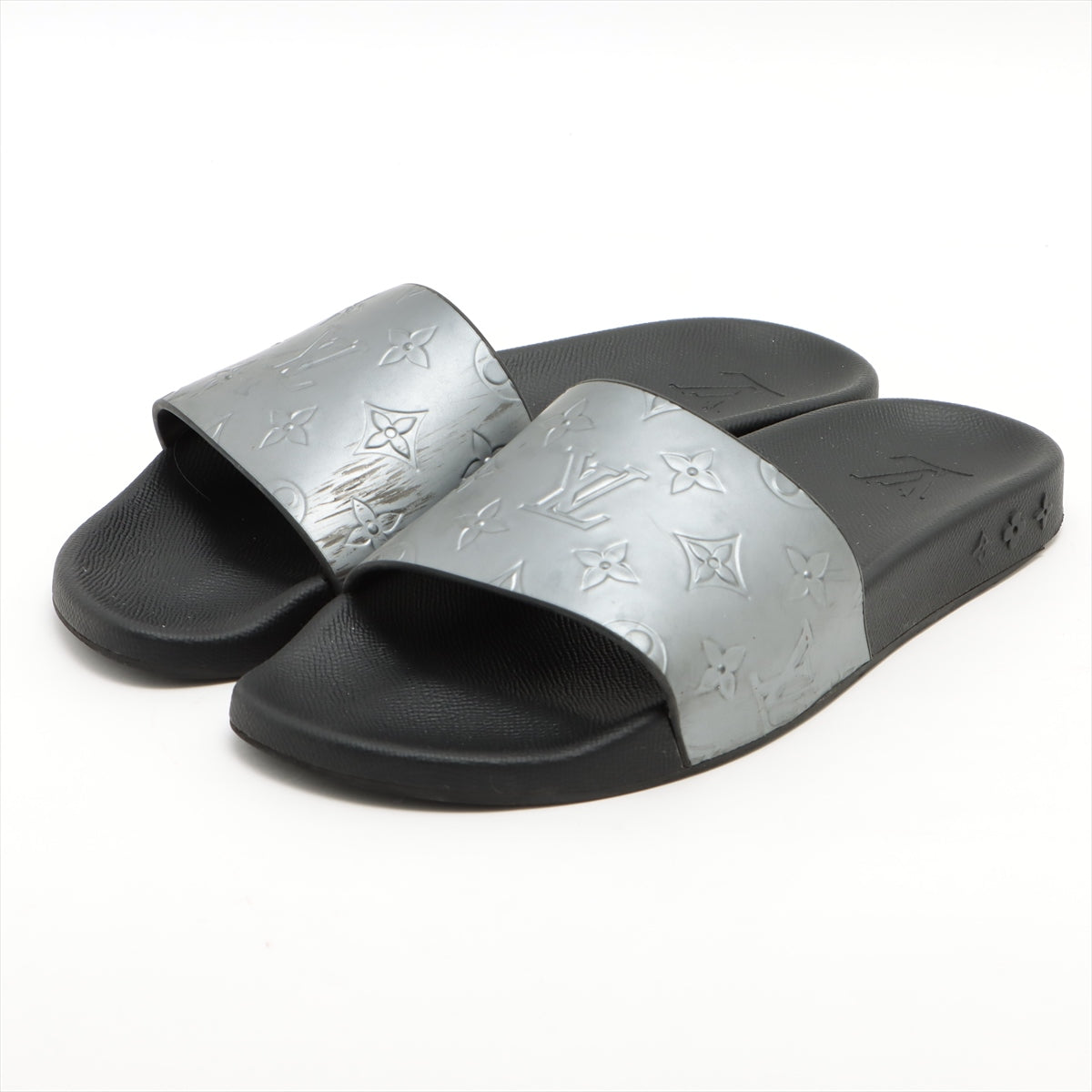 Louis Vuitton Water Frontline 21 Years Laver Sandal 7 Men Black x Silver VS0251 Monogram Adhesive Shredded