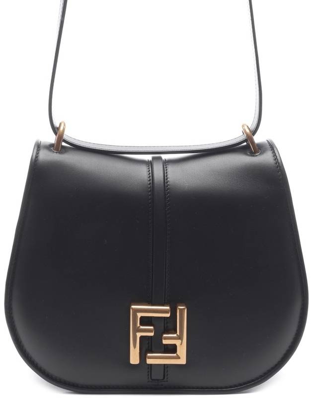 Luxury Fendi C'Mon Medium Leather Shoulder Bag Black