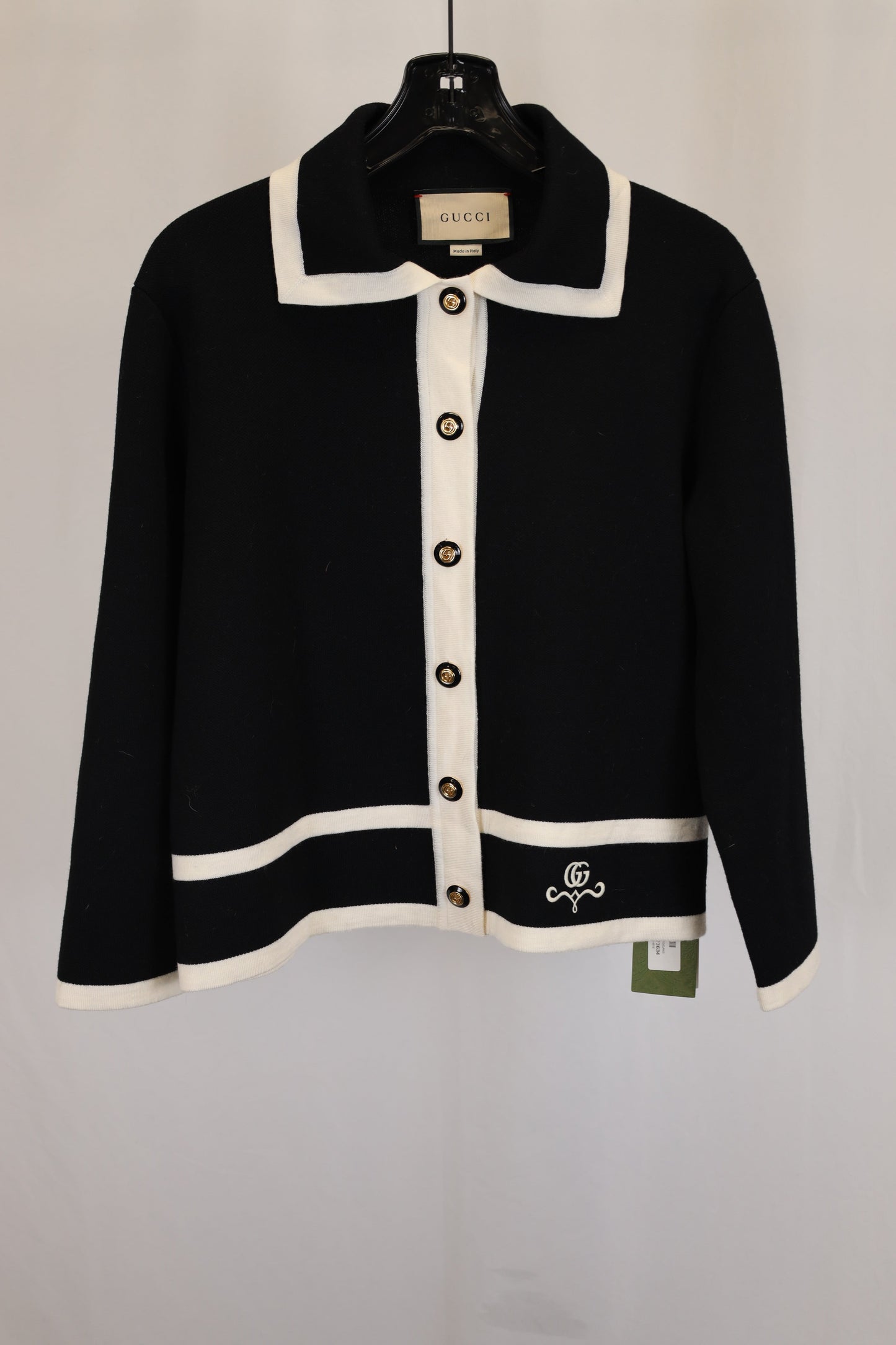 Luxury Gucci Trending 2025 Double G Piqué Cardigan Jacket in Navy Blue Wool
