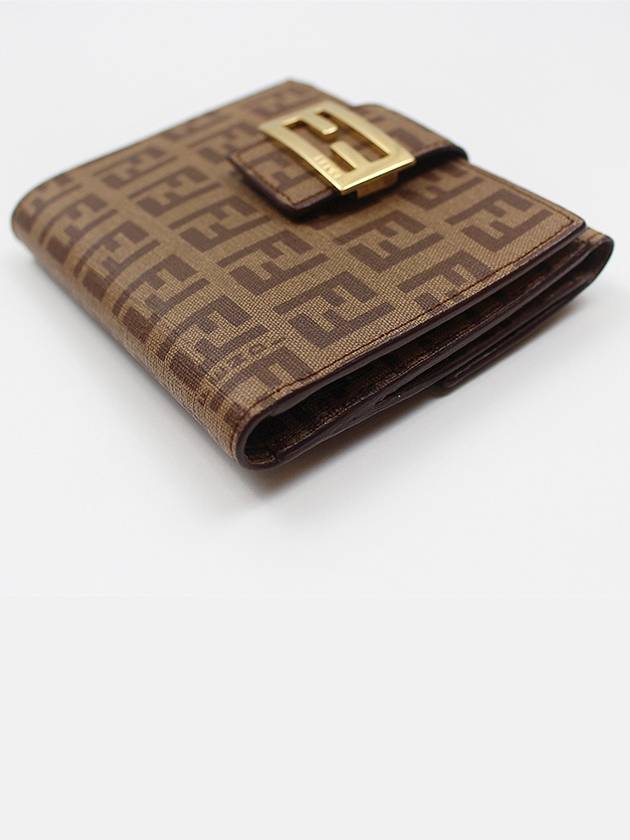 Luxury Fendi FF Logo PVC Juca Half Wallet Brown 8M0188
