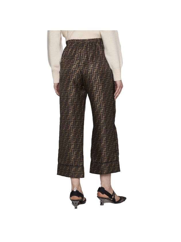 Luxury Fendi Twill Wide Pants Brown