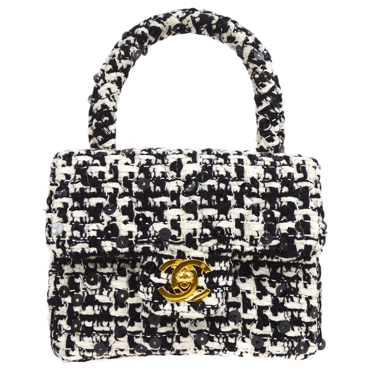 Luxury Chanel * 1991-1994 Classic Flap Handbag Micro Tweed