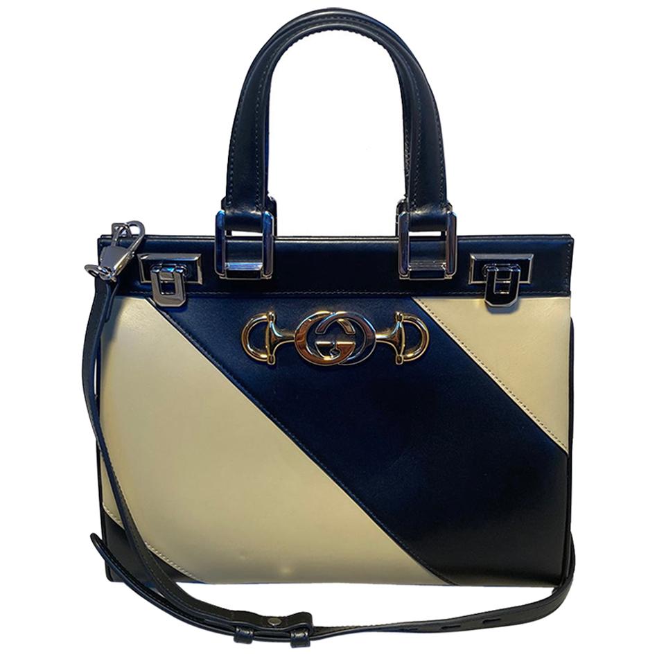 Luxury Gucci Trending 2025 Zumi Shibuya Black and Tan Medium Top Handle Bag