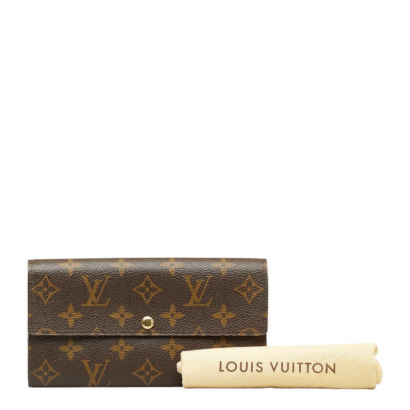 Louis Vuitton Monogram Portefolio Sarah Long Wallet M61726 Brown PVC Leather  Louis Vuitton
