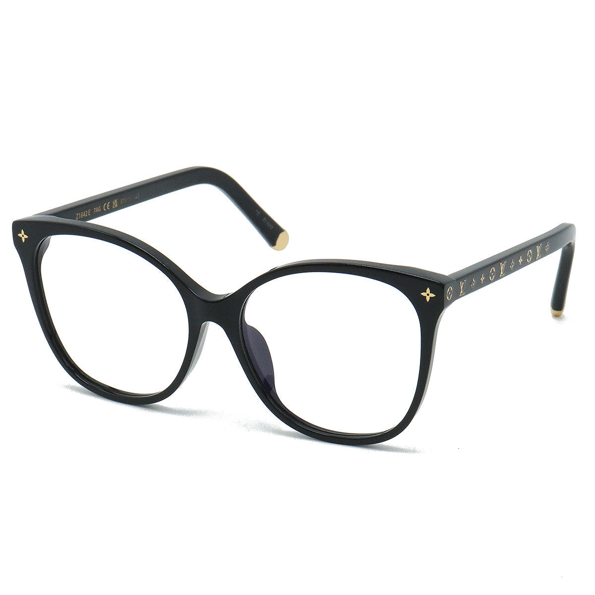 LOUIS VUITTON Louis Vuitton Sun Glasses  Monogram Light Cat Eye Glasses Blue Light Cutting Lenses Black Z1842E