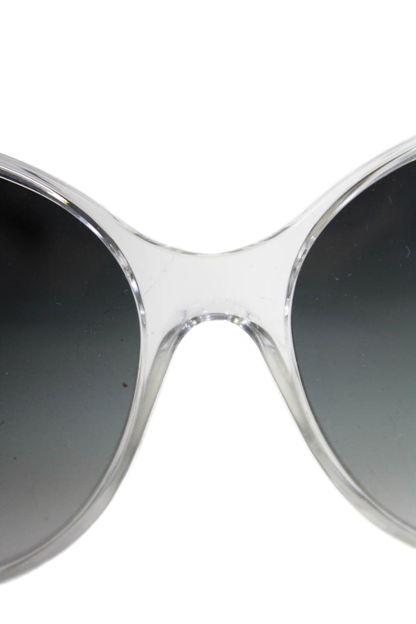 Gucci Womens GG 3138/S Large Round Sunglasses White Blue Clear Metal Plastic