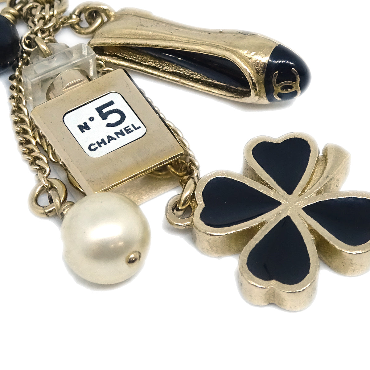 Chanel Icon Artificial Pearl Gold Chain Pendant Necklace 12A