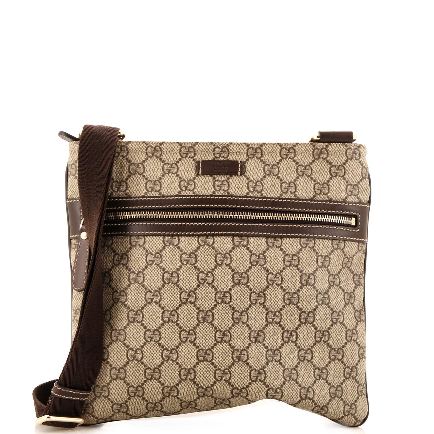 Luxury Gucci Trending 2025 Front Zip Flat Messenger Bag GG Coated Canvas Medium