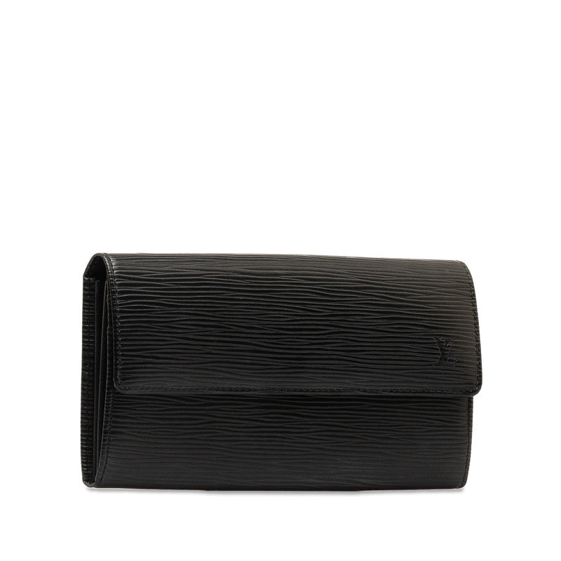 Louis Vuitton Epi Portefolio Sarah Long Wallet M63742 Noneir Black Leather