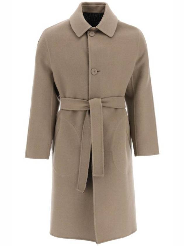 Luxury Fendi FF Logo Reversible Single Coat Beige