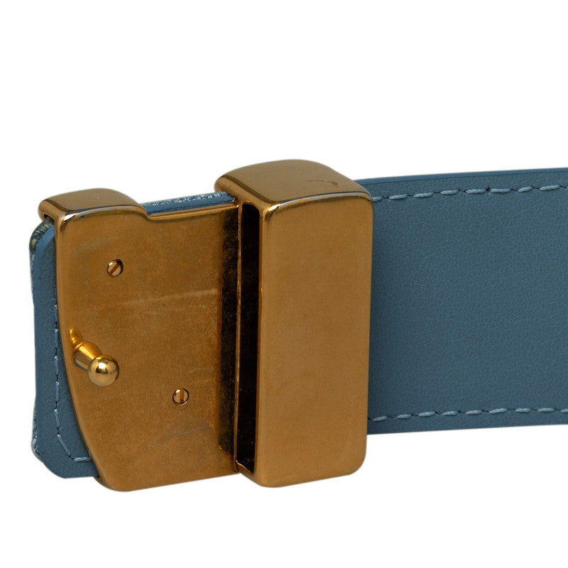 Louis Vuitton Monogram Denim Sanctuary LV New Wave Belt Size 80/32 M0146 Light Blue Multicolor Denim Leather  Louis Vuitton