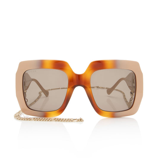 Luxury Gucci Trending 2025 Interlocking G Chain Square Sunglasses