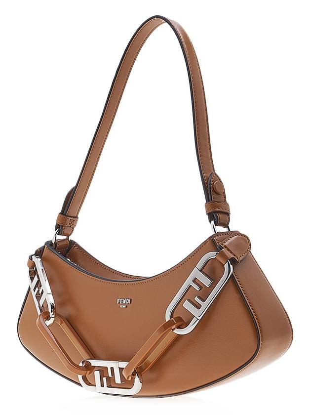 Luxury Fendi O Lock Swing Shoulder Bag Brown