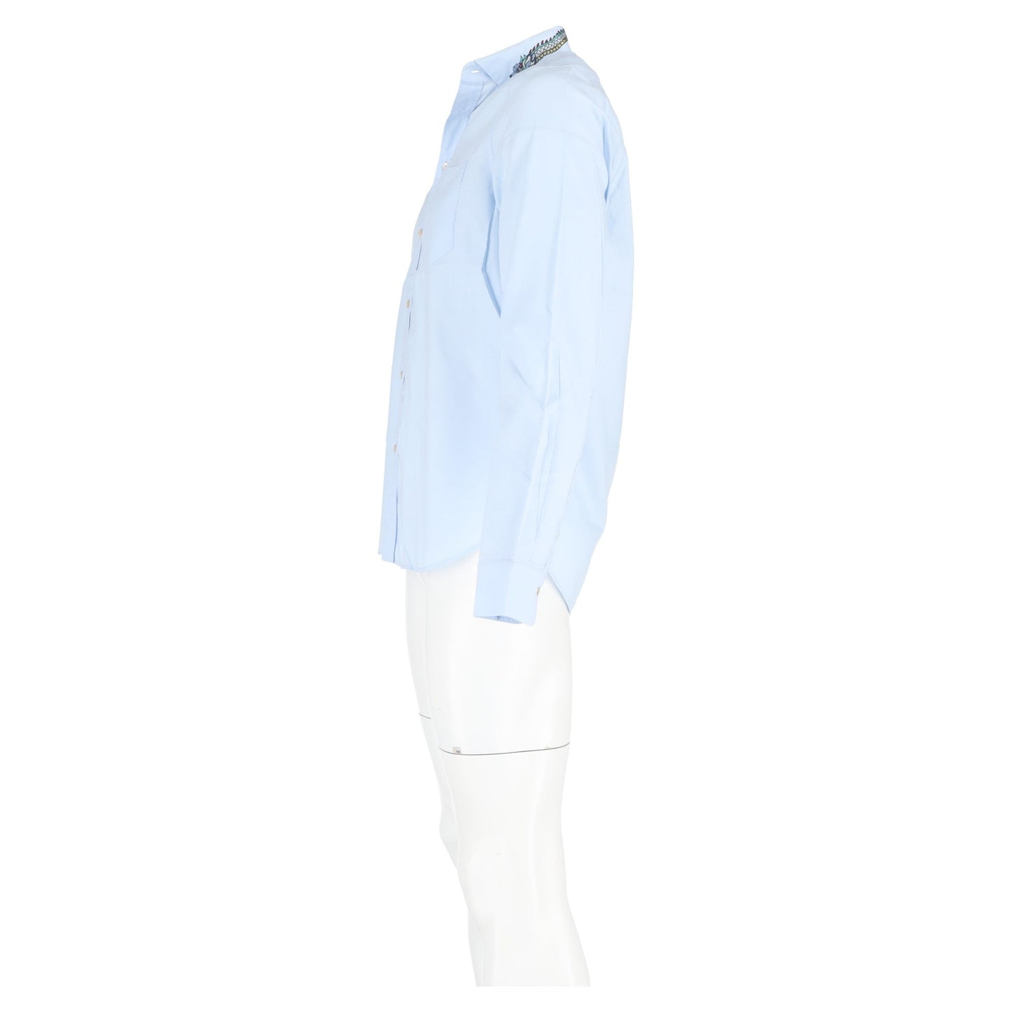 Gucci Dragon Printed Collar Long Sleeve Shirt in Light Blue Cotton