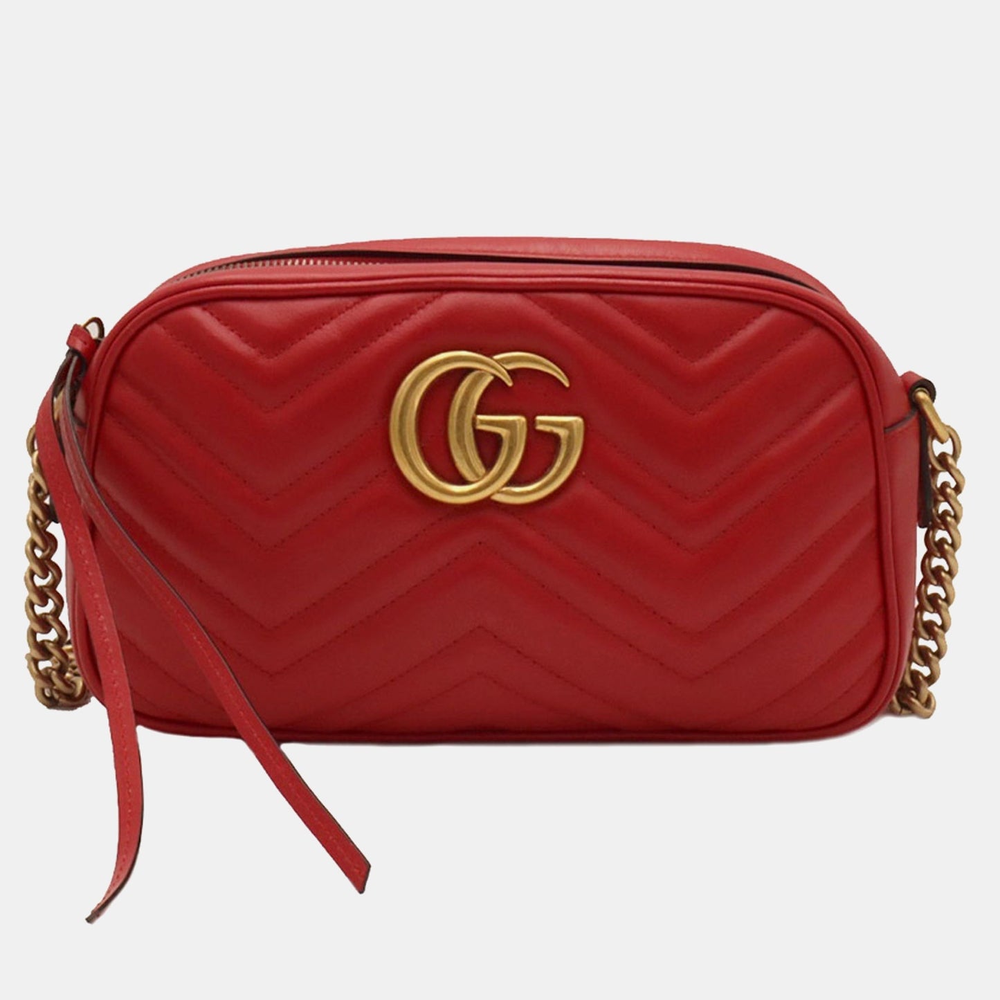 Luxury Gucci Trending 2025 Red Leather Small GG Marmont Shoulder Bags