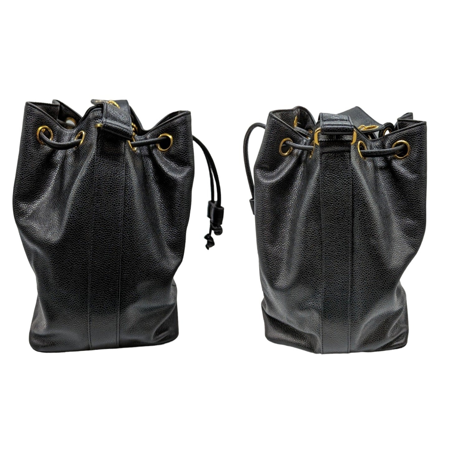 Luxury Chanel Vintage Grained Calfskin Timeless Drawstring Bucket Bag