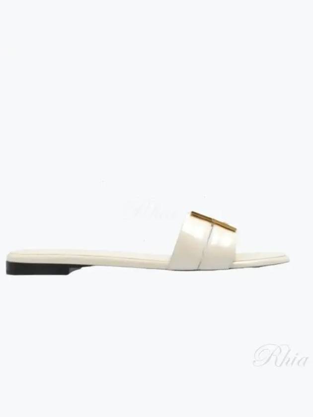Luxury Fendi F Fold Leather Sandals White
