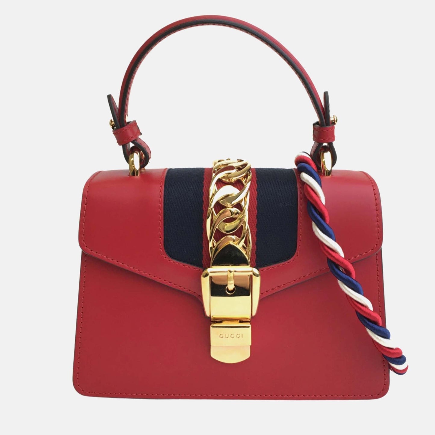 Luxury Gucci Trending 2025 Red Leather Mini Sylvie Shoulder Bag