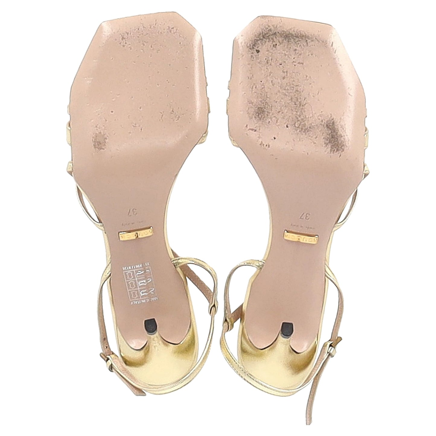 Gucci Horsebit Accent Strappy Sandal Heels in Metallic Gold Leather