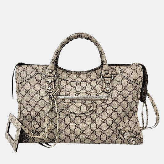 Luxury Gucci Trending 2025 x Balenciaga Beige The Hacker Project Medium Neo Classic Bag
