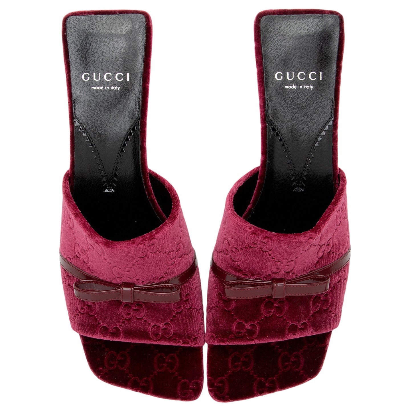 Gucci GG Velvet Bow Slide Sandals