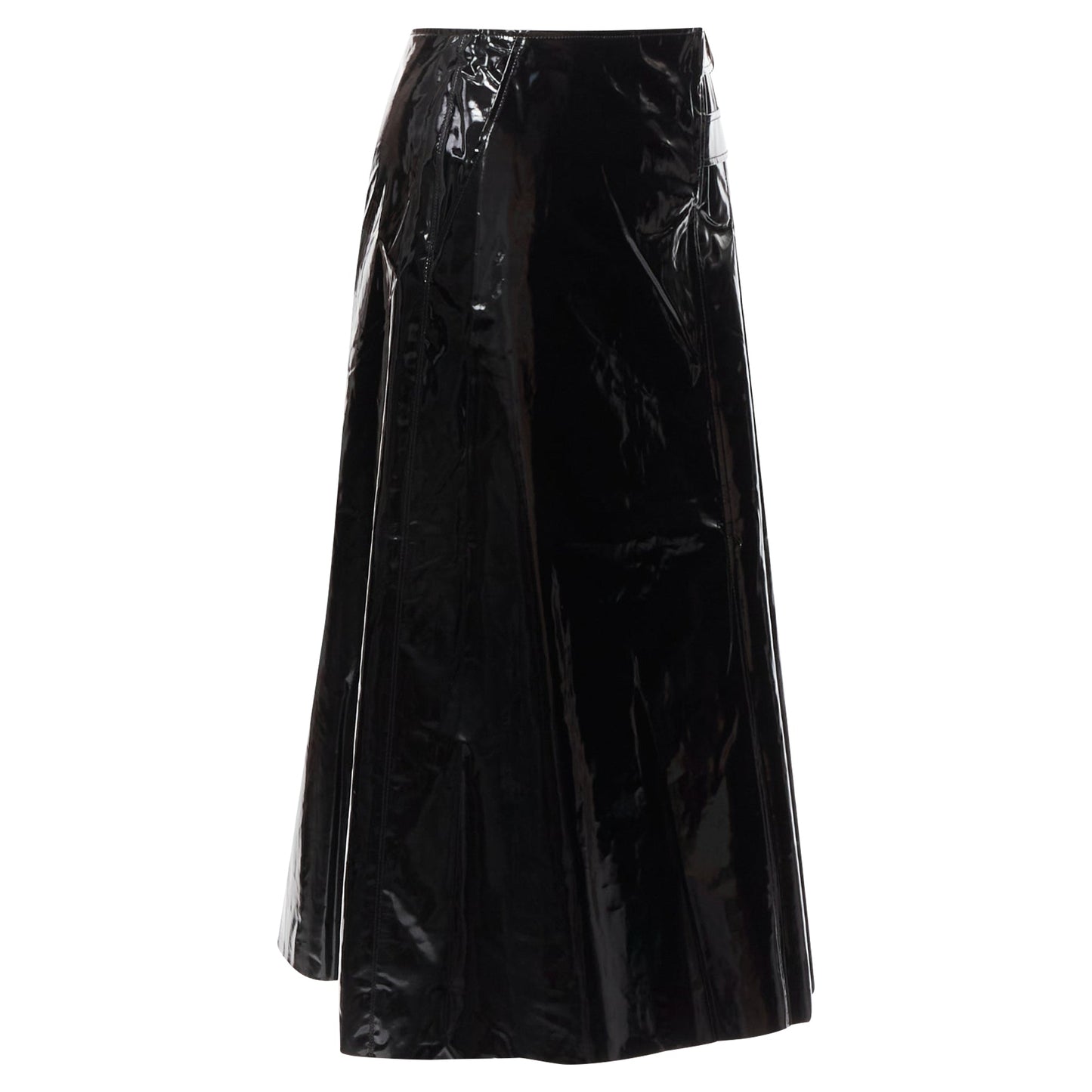Gucci coated cotton vinyl buckle punk kilt pleated skirt