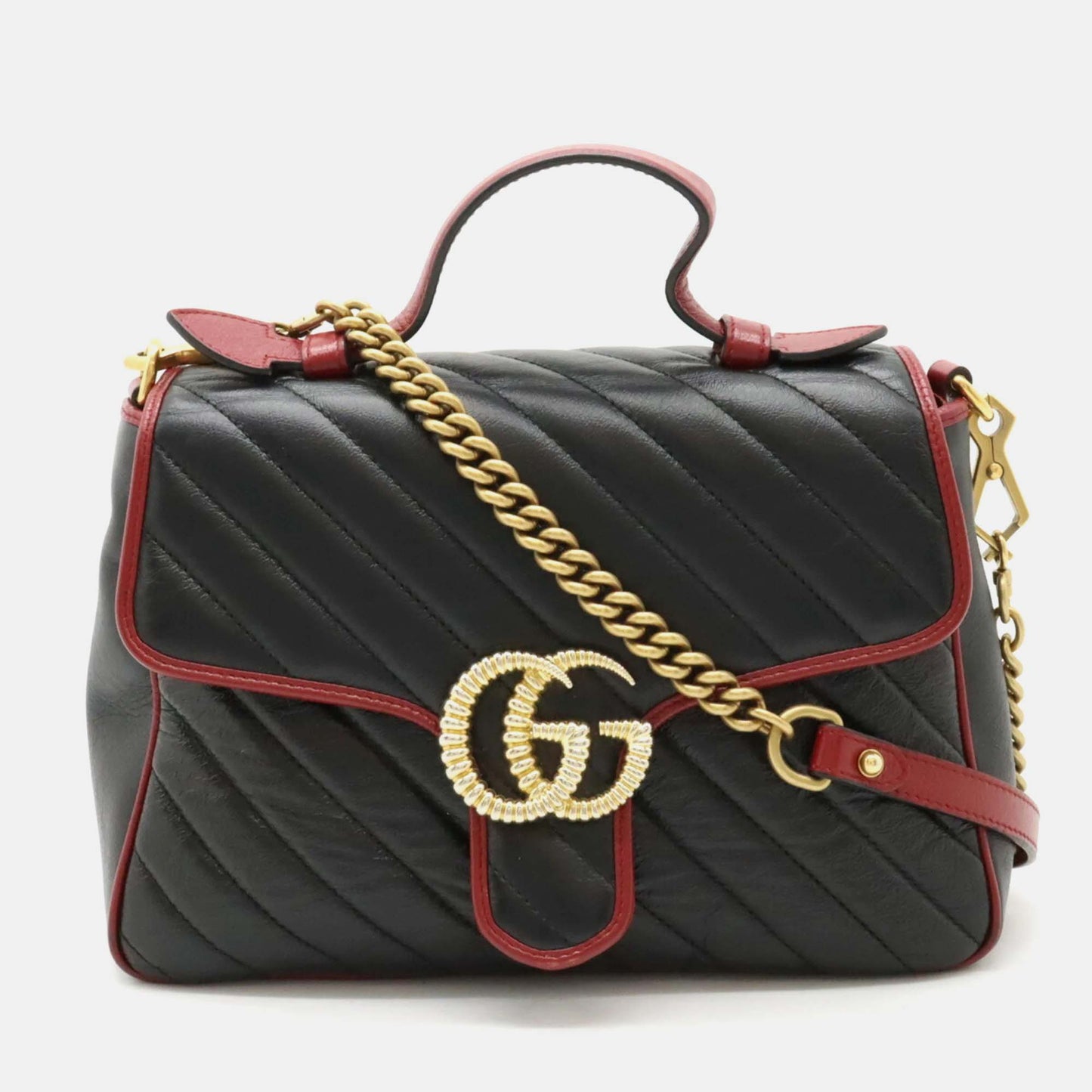 Luxury Gucci Trending 2025 Black Red Leather GG Marmont Bag