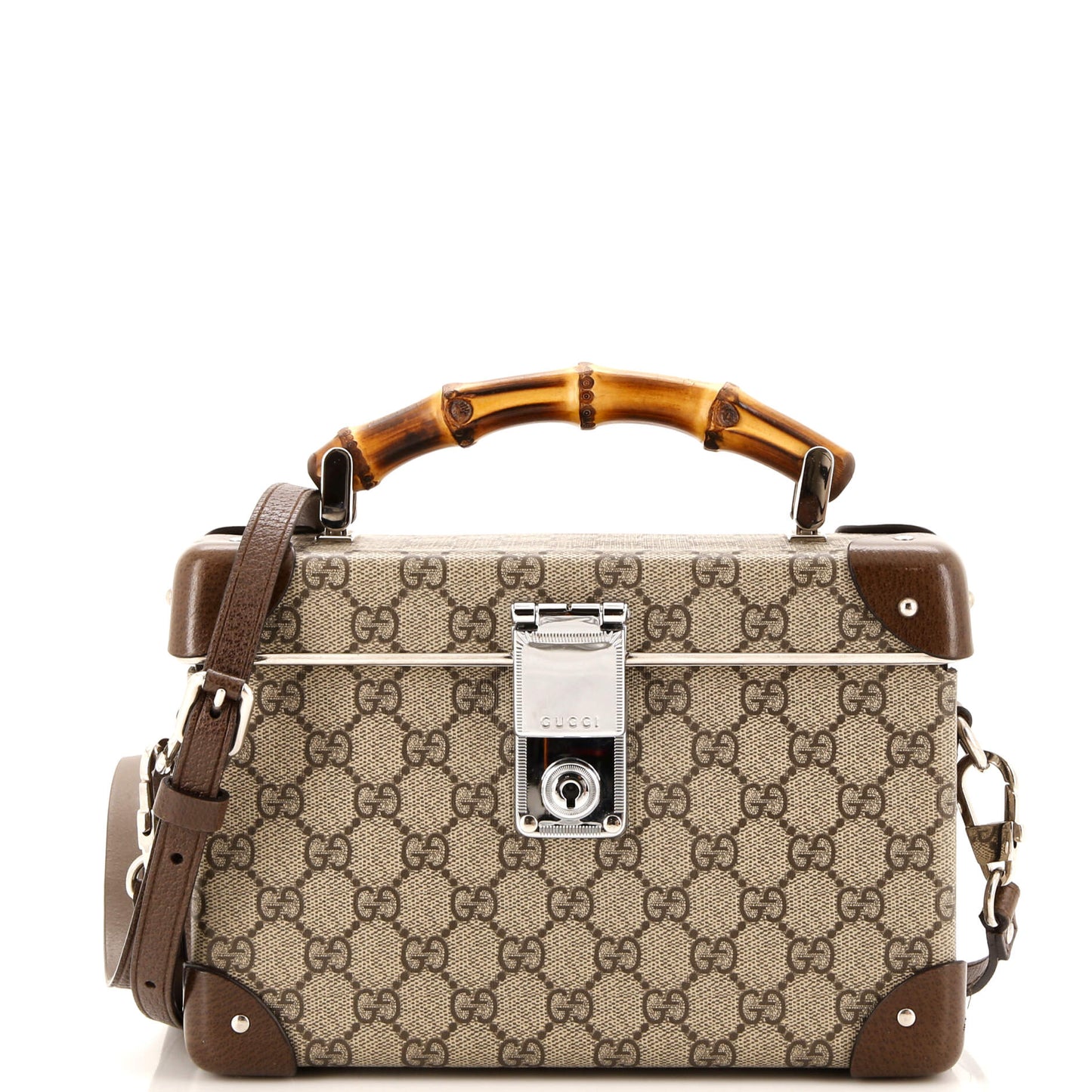 Luxury Gucci Trending 2025 Bamboo Globe-Trotter Vanity Case GG Coated Canvas