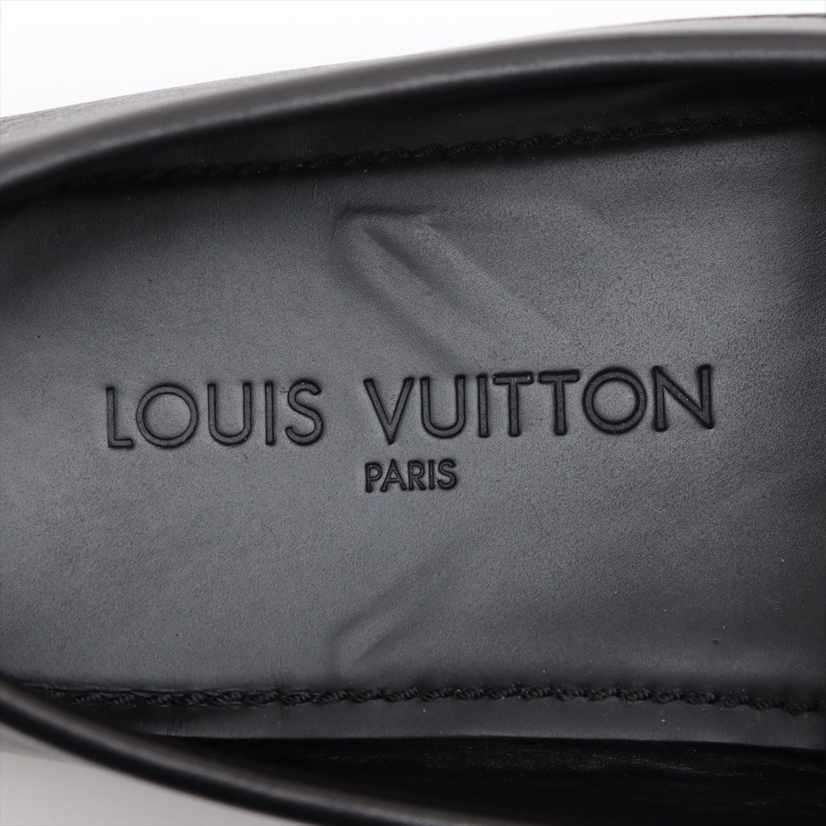 Louis Vuitton Monte Carlo 10 Years Leather Driving Shoes 7 1/2 Men Black FA0160 LV Logo